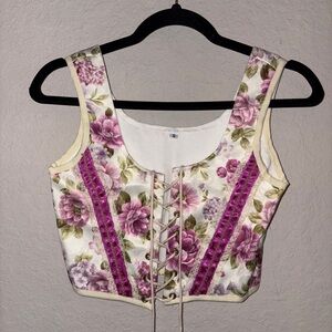 Floral Lace-Up Women Corset Top